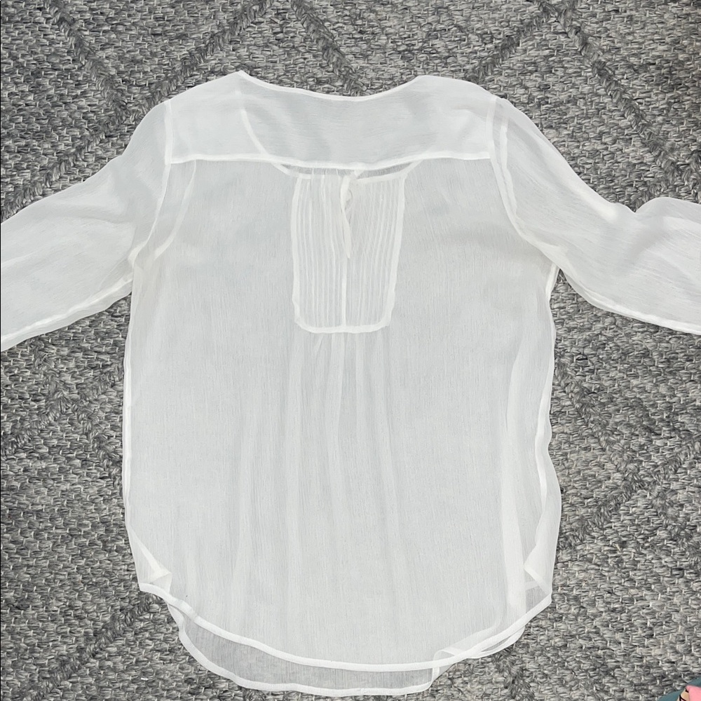 Express Sheer white Blouse with Keyhole Detail - Picture 3 of 3